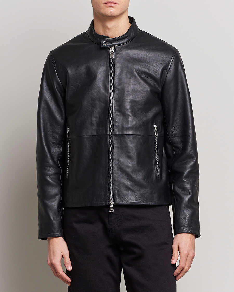 Men | Coats & Jackets | J.Lindeberg | Boris Biker Leather Jacket Black