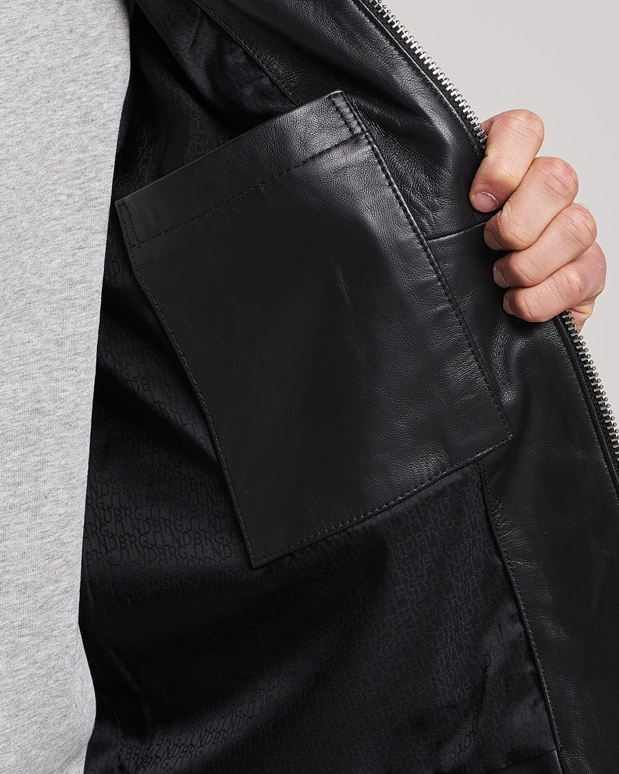 Men | Coats & Jackets | J.Lindeberg | Boris Biker Leather Jacket Black