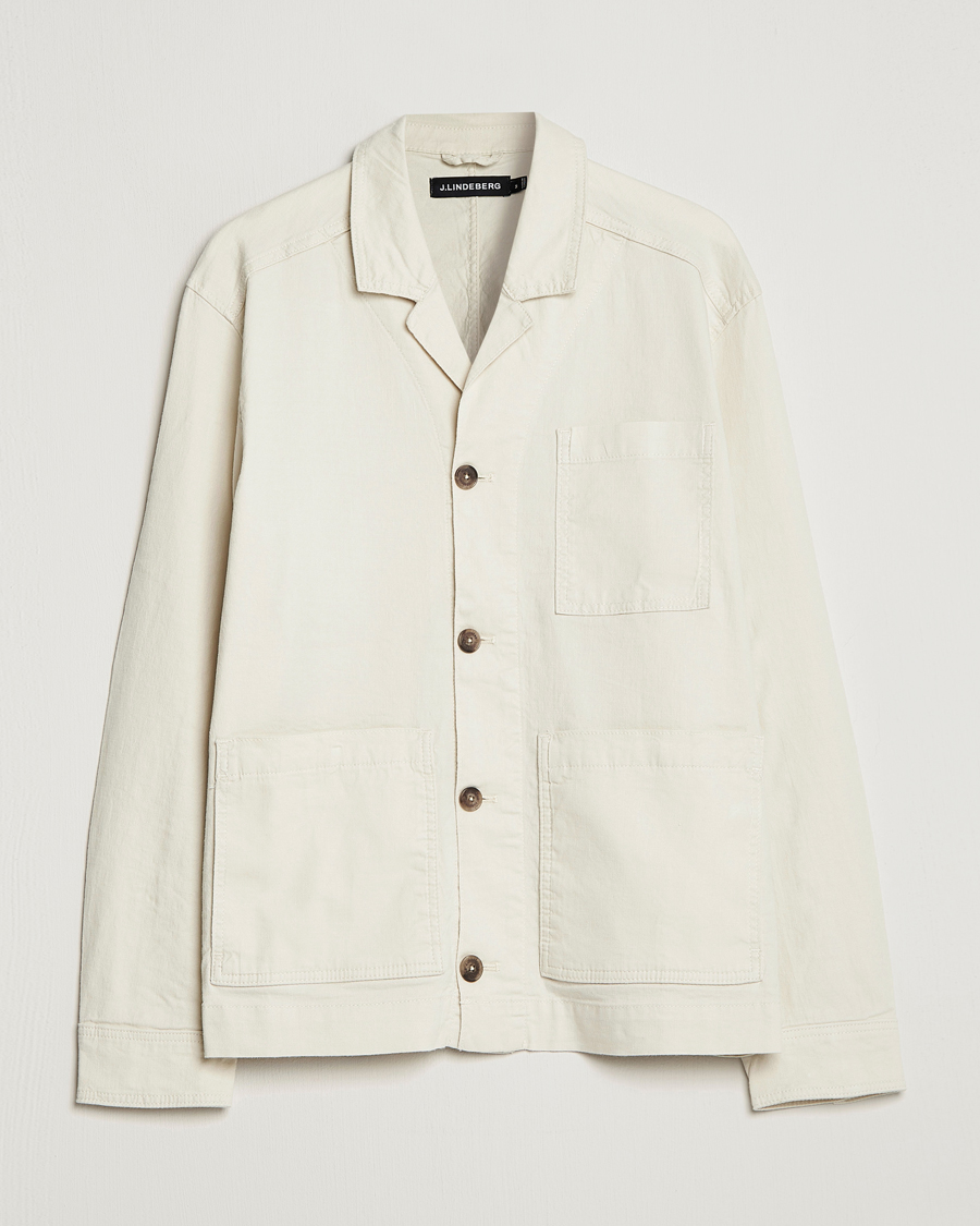 Men | Shirts | J.Lindeberg | Errol Linen/Cotton Workwear Overshirt Turtledove
