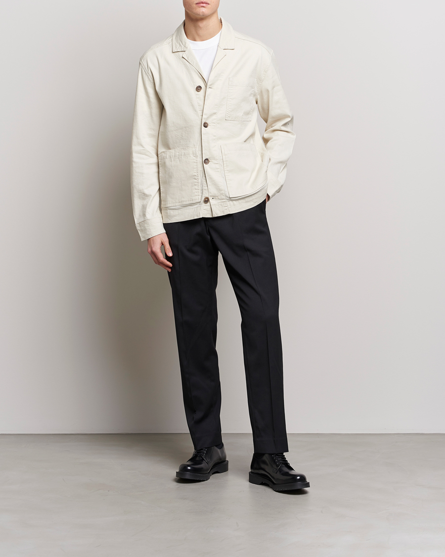 Men | Shirts | J.Lindeberg | Errol Linen/Cotton Workwear Overshirt Turtledove
