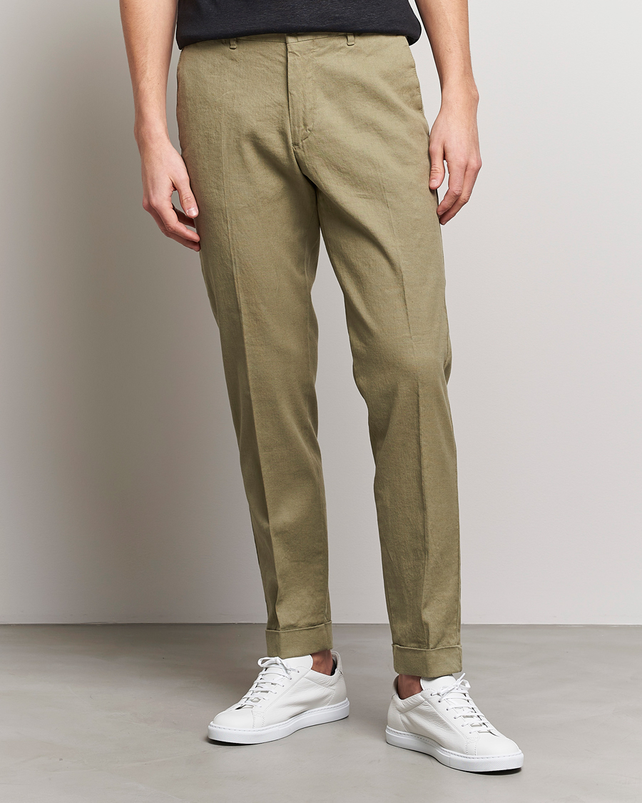 Men | Trousers | J.Lindeberg | Grant Stretch Cotton/Linen Trousers Aloe