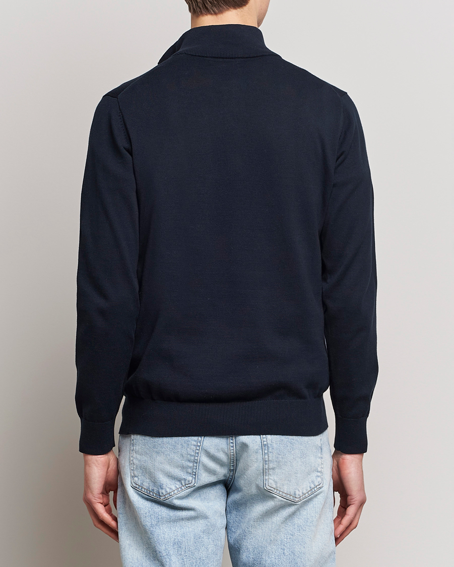 Men | Sweaters & Knitwear | GANT | Classic Cotton Half-Zip Sweater Evening Blue
