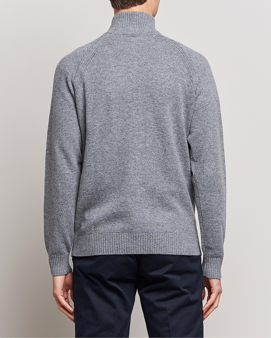 Men | Sweaters & Knitwear | GANT | Banner Shield Lambswool Half Zip Dark Grey Melange