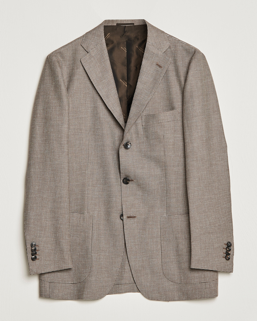 Men | Blazers | Kiton | Wool Houndstooth Blazer Beige