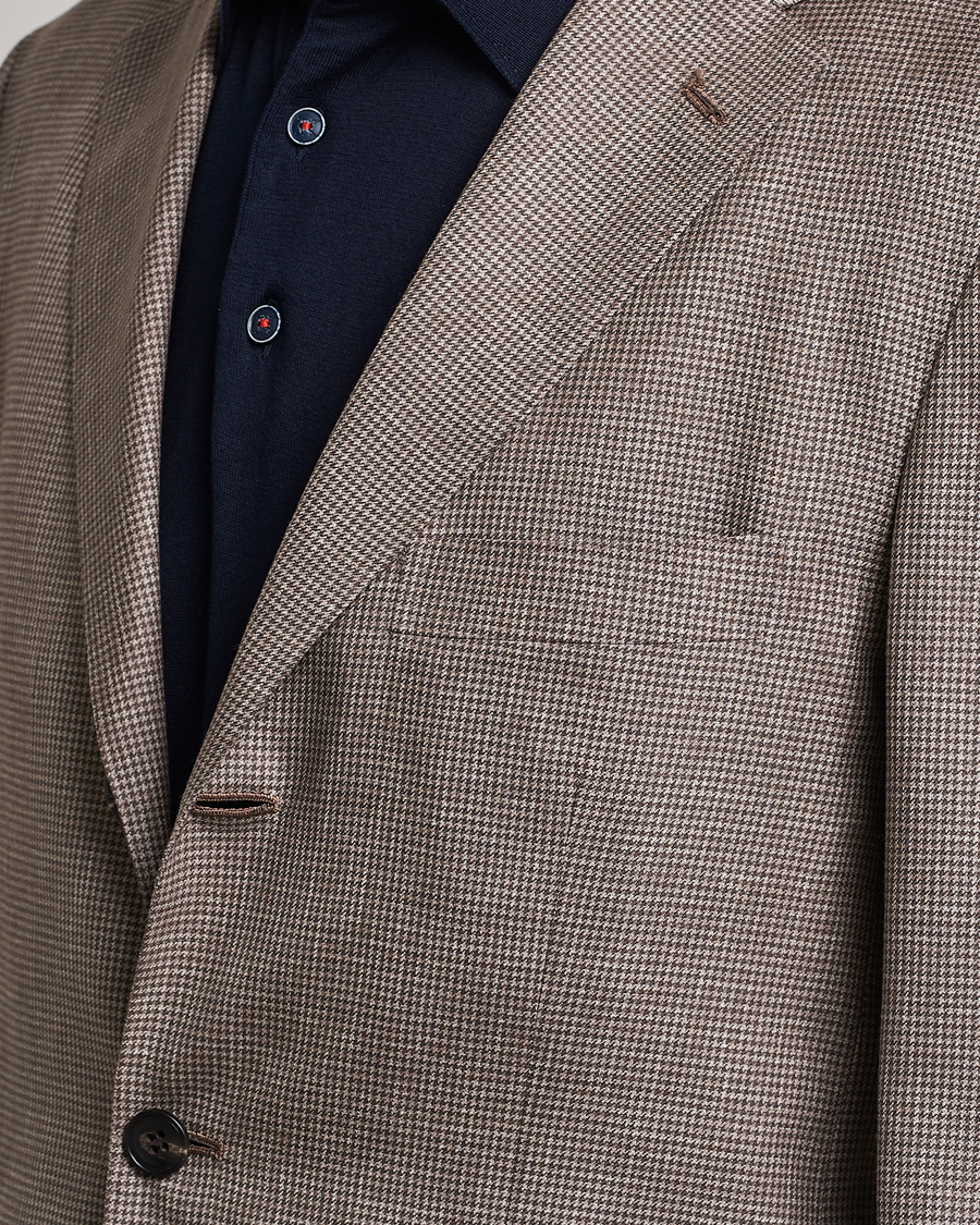 Men | Blazers | Kiton | Wool Houndstooth Blazer Beige