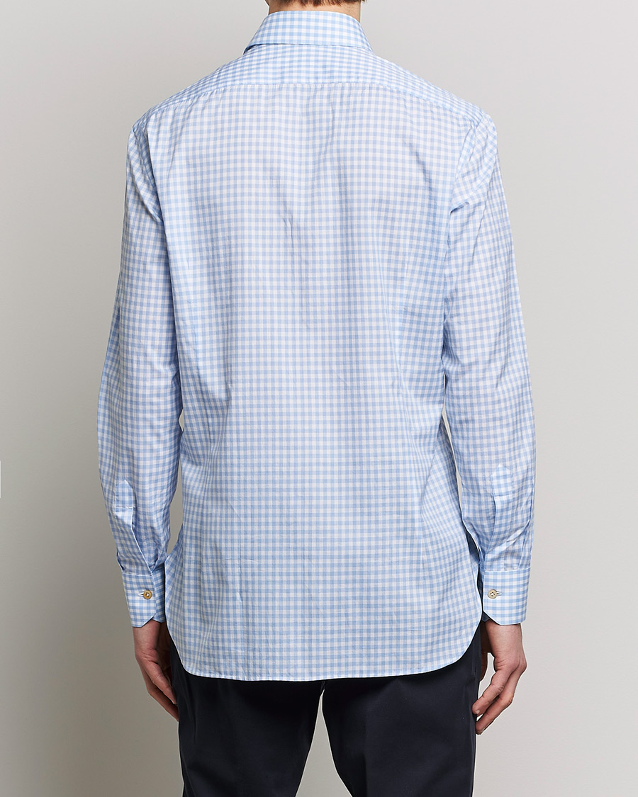 Men | Shirts | Kiton | Slim Fit Checked Dress Shirt Light Blue