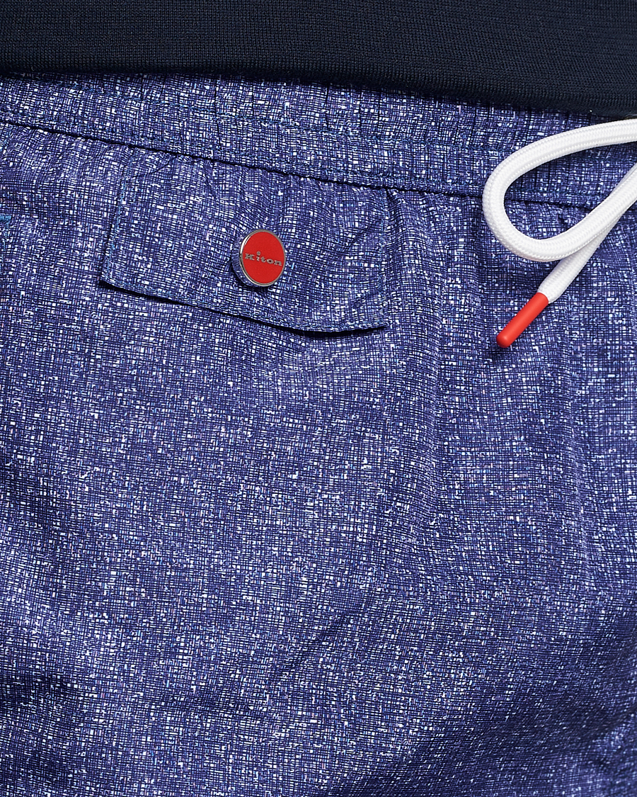 Men | Swimwear | Kiton | Printed Swim Trunks Navy Melange
