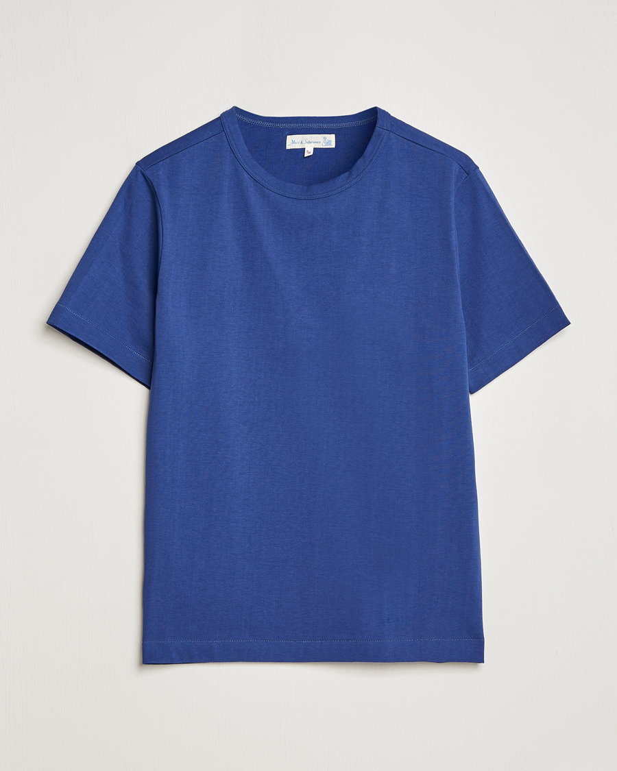 Men | T-Shirts | Merz b. Schwanen | Relaxed Loopwheeled Sturdy T-Shirt Pacific Blue