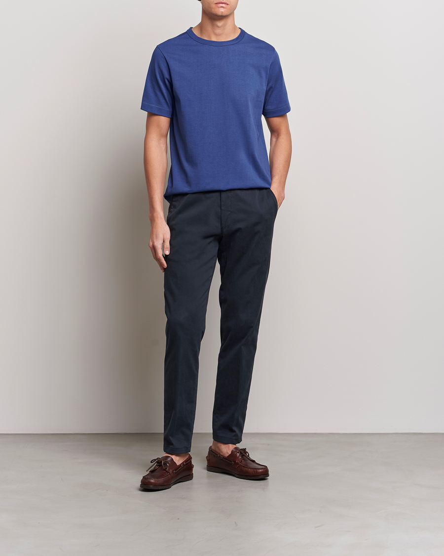 Men | T-Shirts | Merz b. Schwanen | Relaxed Loopwheeled Sturdy T-Shirt Pacific Blue