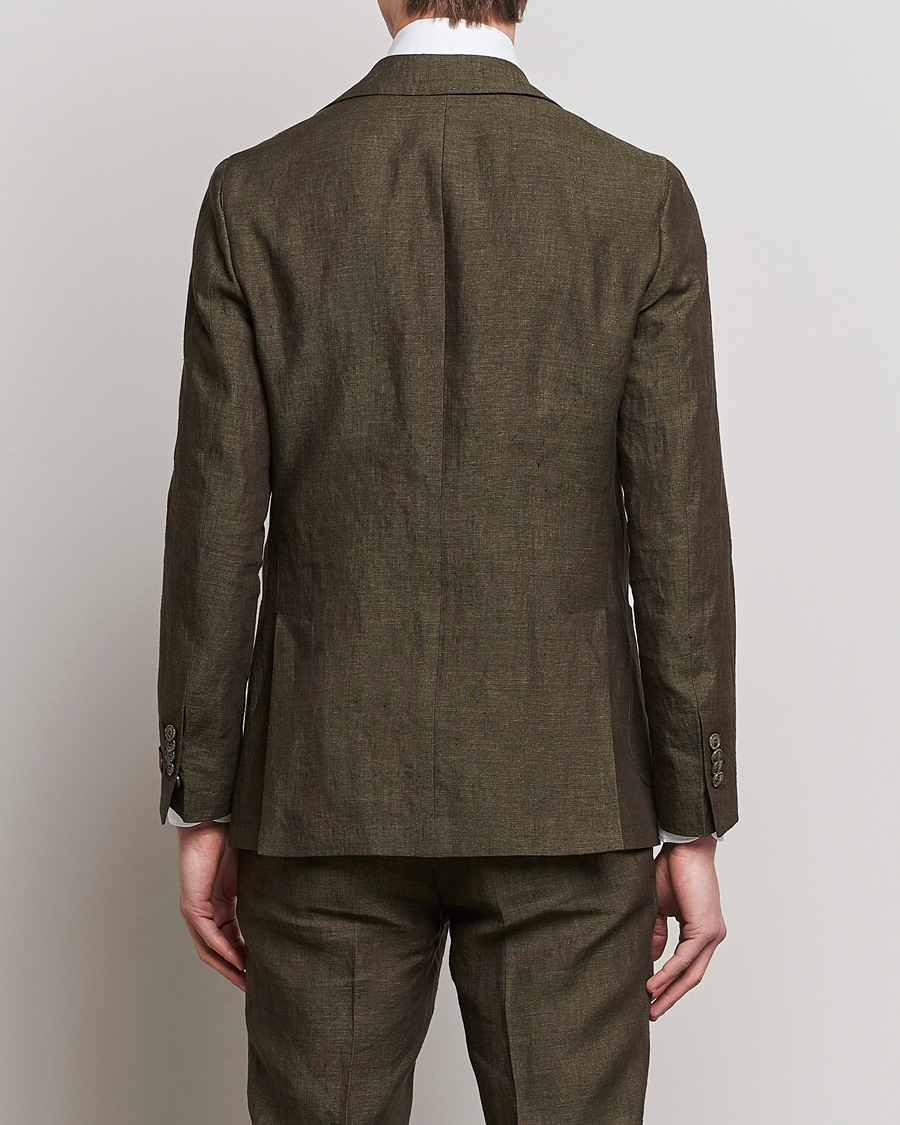 Men | Blazers | Morris Heritage | Mike Patch Pocket Linen Suit Blazer Olive