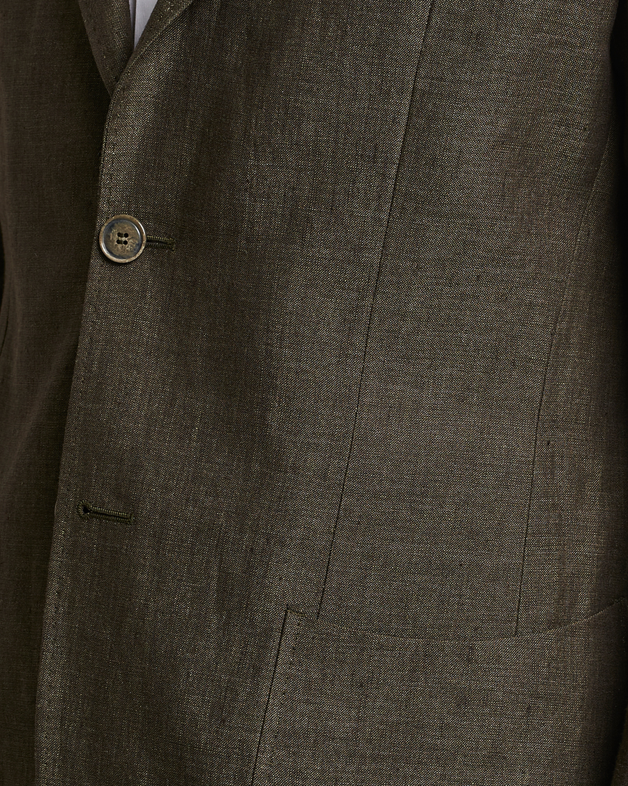 Men | Blazers | Morris Heritage | Mike Patch Pocket Linen Suit Blazer Olive