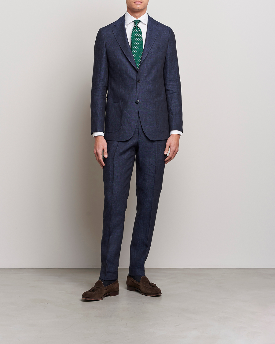 Men | Trousers | Morris Heritage | Jack Linen Suit Trousers Navy