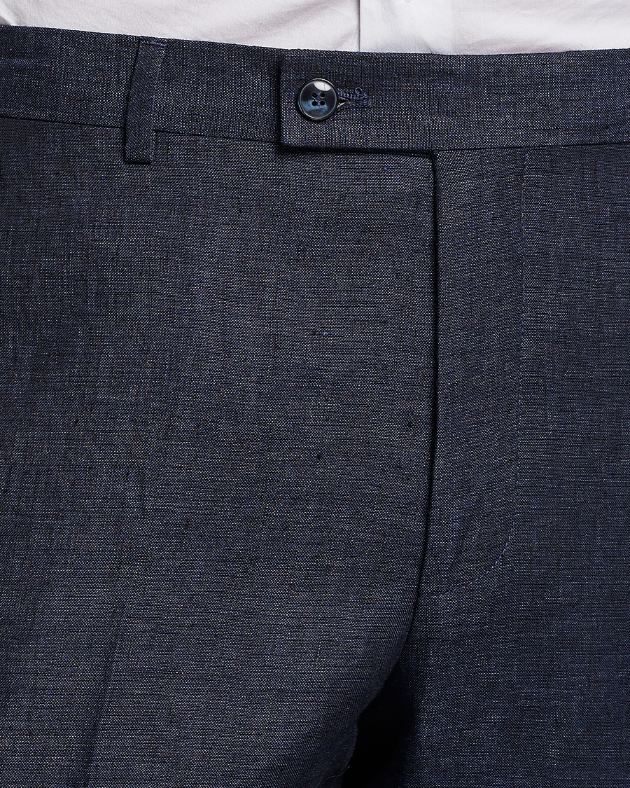 Men | Trousers | Morris Heritage | Jack Linen Suit Trousers Navy