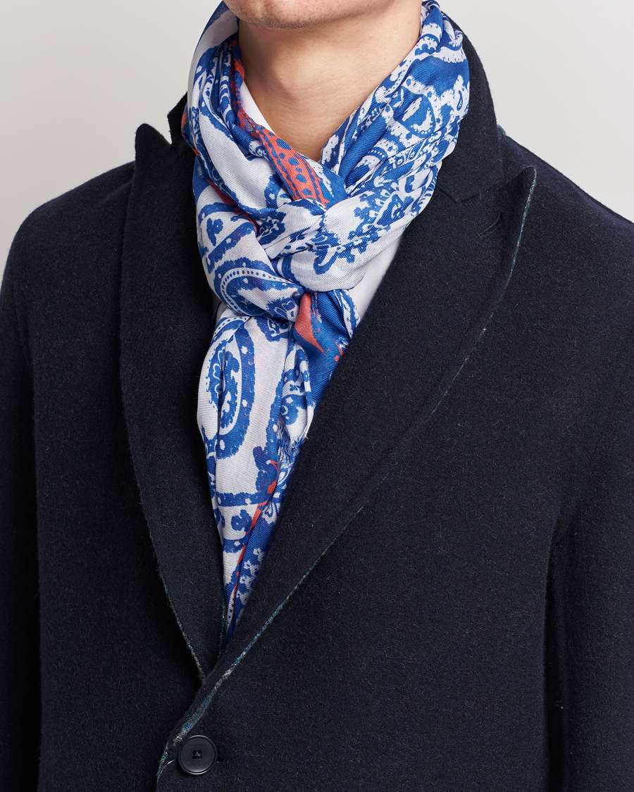 Men | Etro Shaal Nur Cashmere Blend Scarf Blue | Etro | Shaal Nur Cashmere Blend Scarf Blue