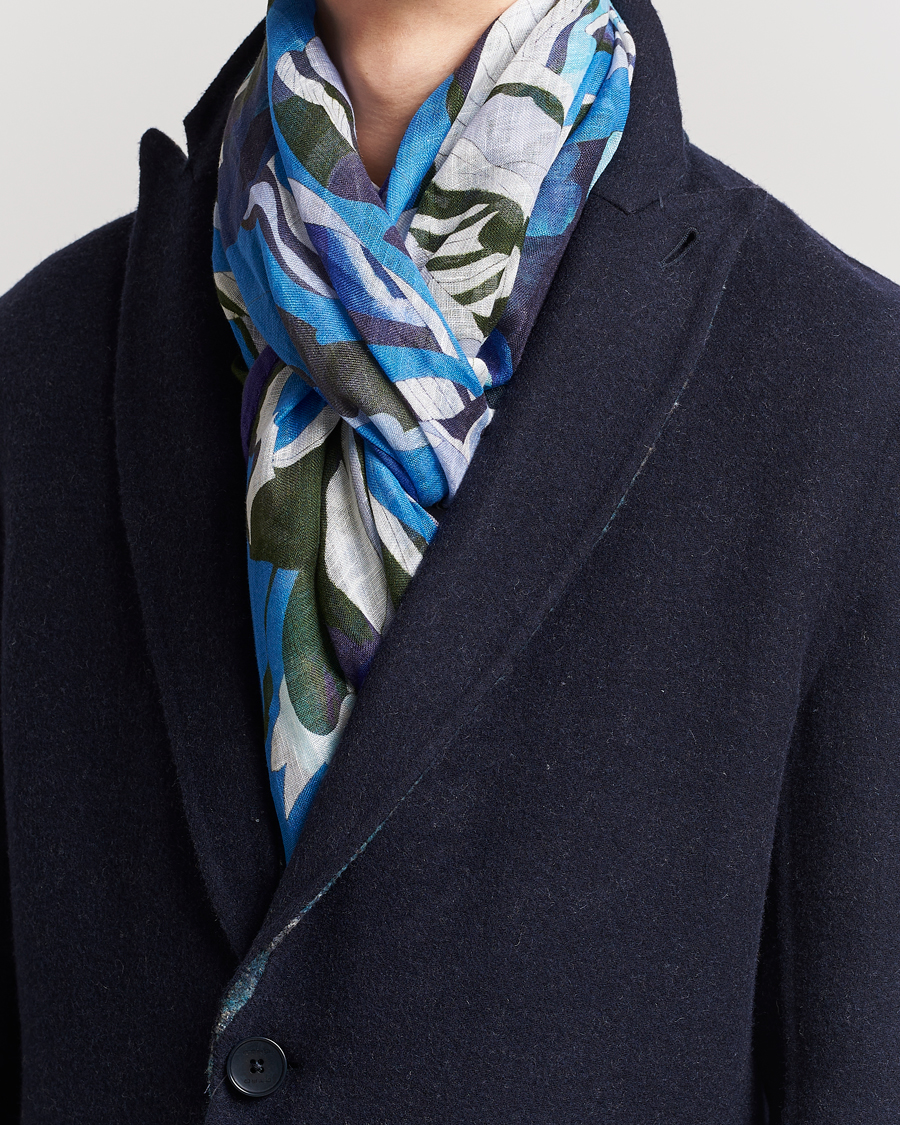 Men | Etro Floreale Linen Scarf Light Blue | Etro | Floreale Linen Scarf Light Blue