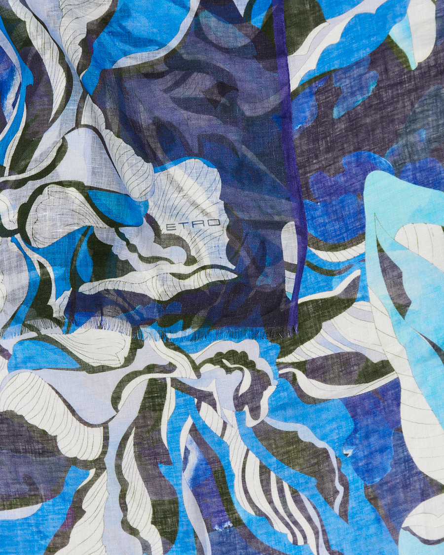 Men | Etro Floreale Linen Scarf Light Blue | Etro | Floreale Linen Scarf Light Blue