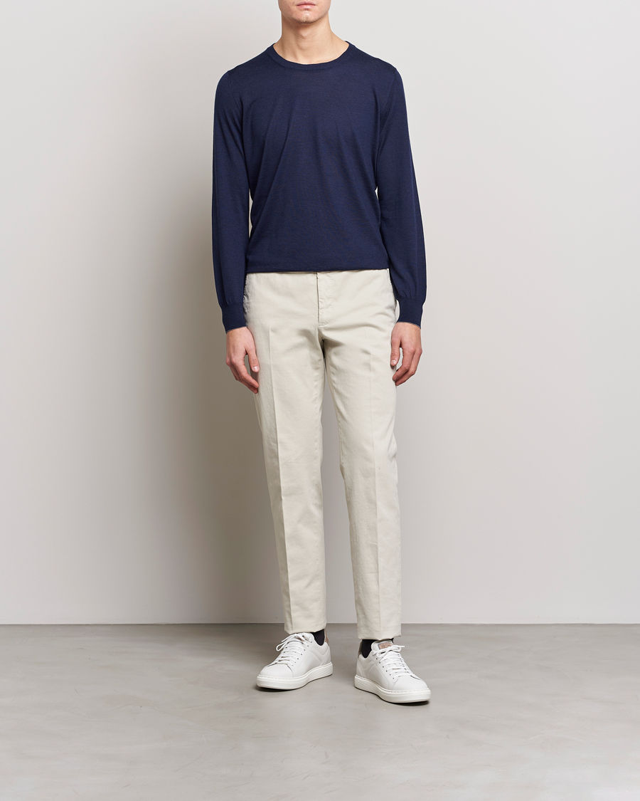 Men | Sweaters & Knitwear | Brunello Cucinelli | Cashmere/Wool Crew Neck Sweater Navy