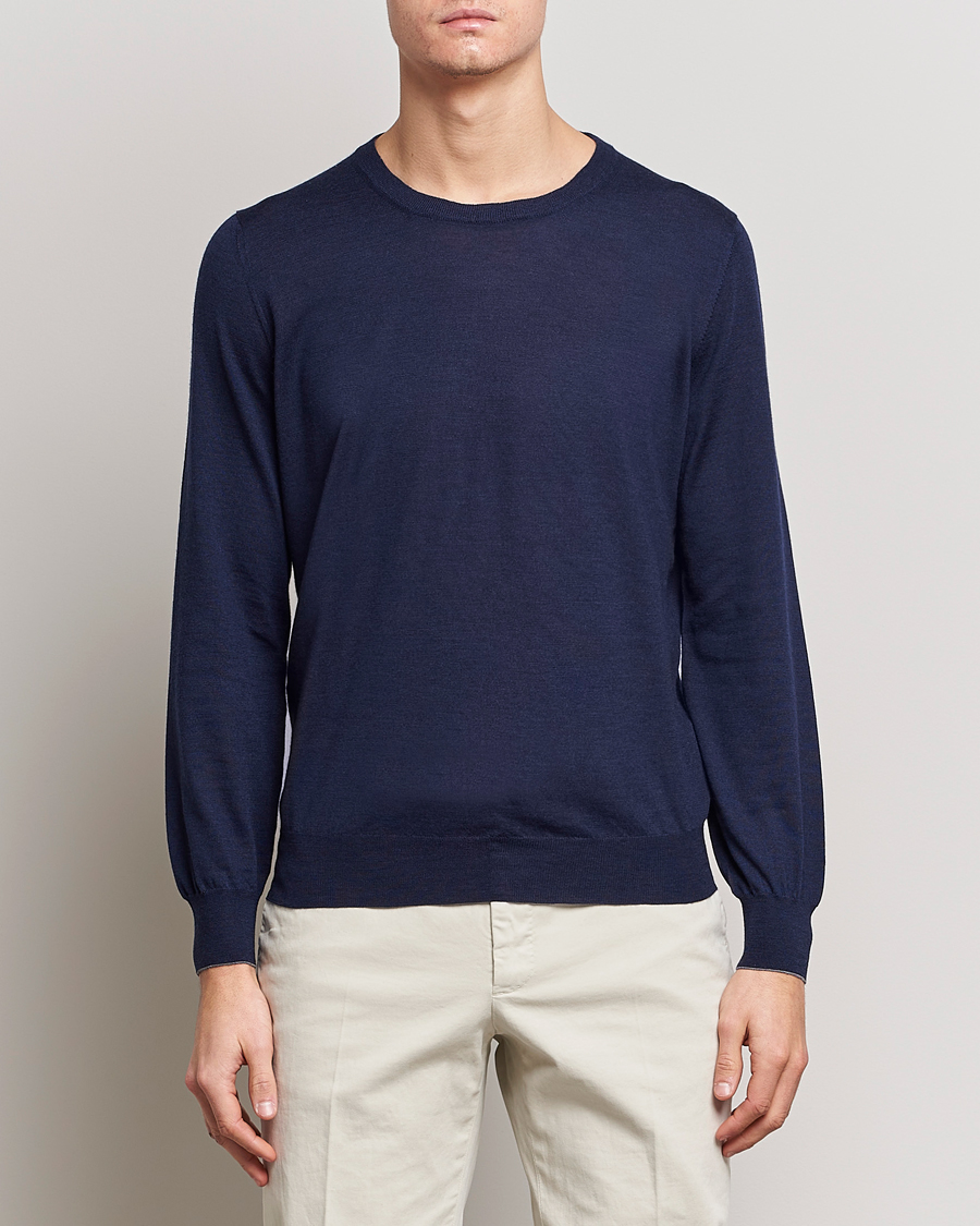 Men | Sweaters & Knitwear | Brunello Cucinelli | Cashmere/Wool Crew Neck Sweater Navy