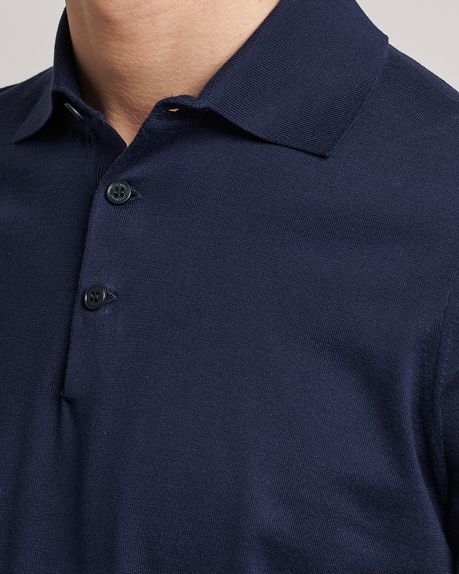 Men | Polo Shirts | Brunello Cucinelli | Short Sleeve Knitted Polo Navy