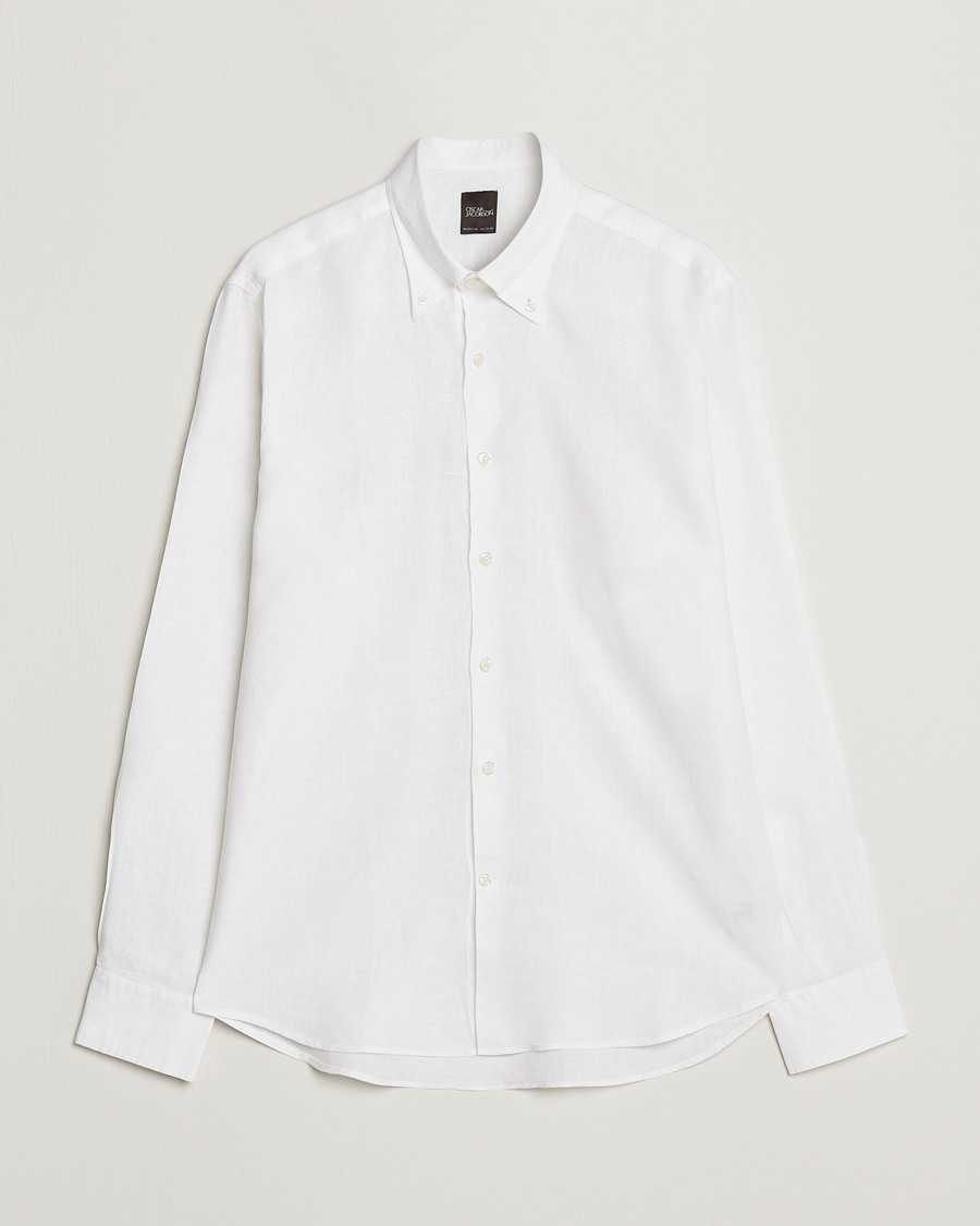 Men | Shirts | Oscar Jacobson | Regular Fit Button Down Linen Shirt White