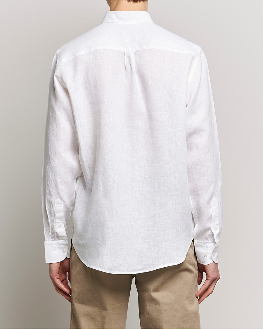 Men | Shirts | Oscar Jacobson | Regular Fit Button Down Linen Shirt White