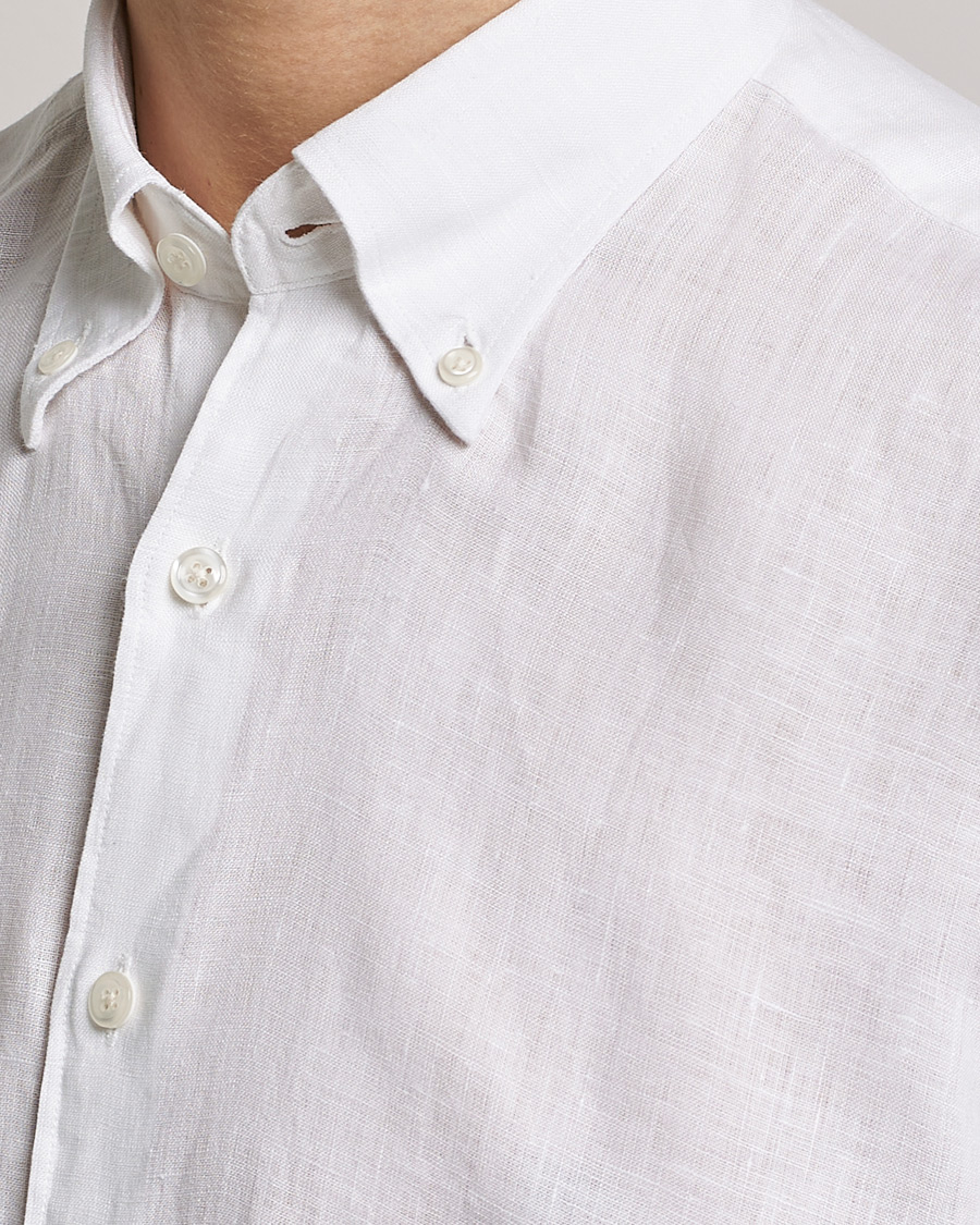 Men | Shirts | Oscar Jacobson | Regular Fit Button Down Linen Shirt White