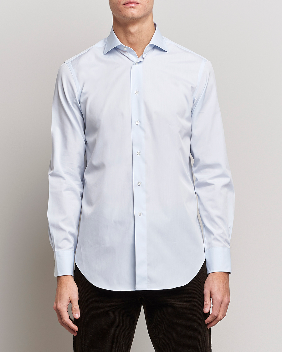 Men | Shirts | Kamakura Shirts | Slim Fit Broadcloth Shirt Light Blue