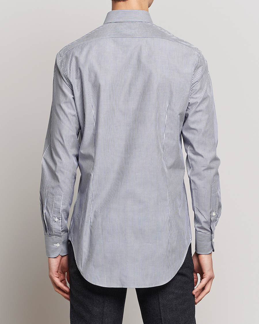 Men | Shirts | Kamakura Shirts | Slim Fit Striped Broadcloth Shirt Navy