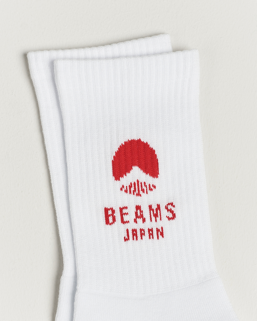 Men | Underwear & Socks | Beams Japan | Logo Socks White/Red