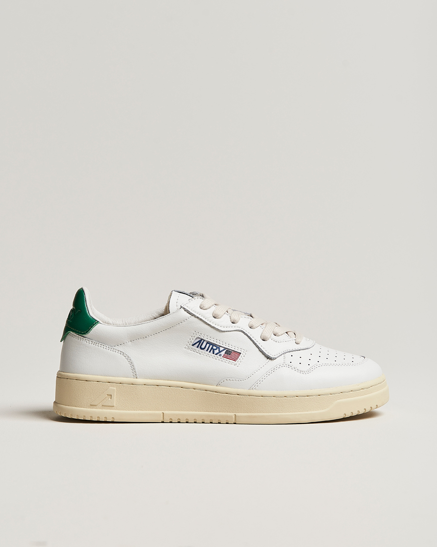 Men | Sneakers | Autry | Medalist Low Super Soft Goat Leather Sneaker White/Green