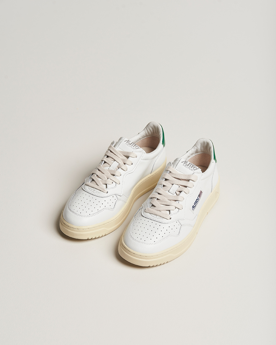 Men | Sneakers | Autry | Medalist Low Super Soft Goat Leather Sneaker White/Green