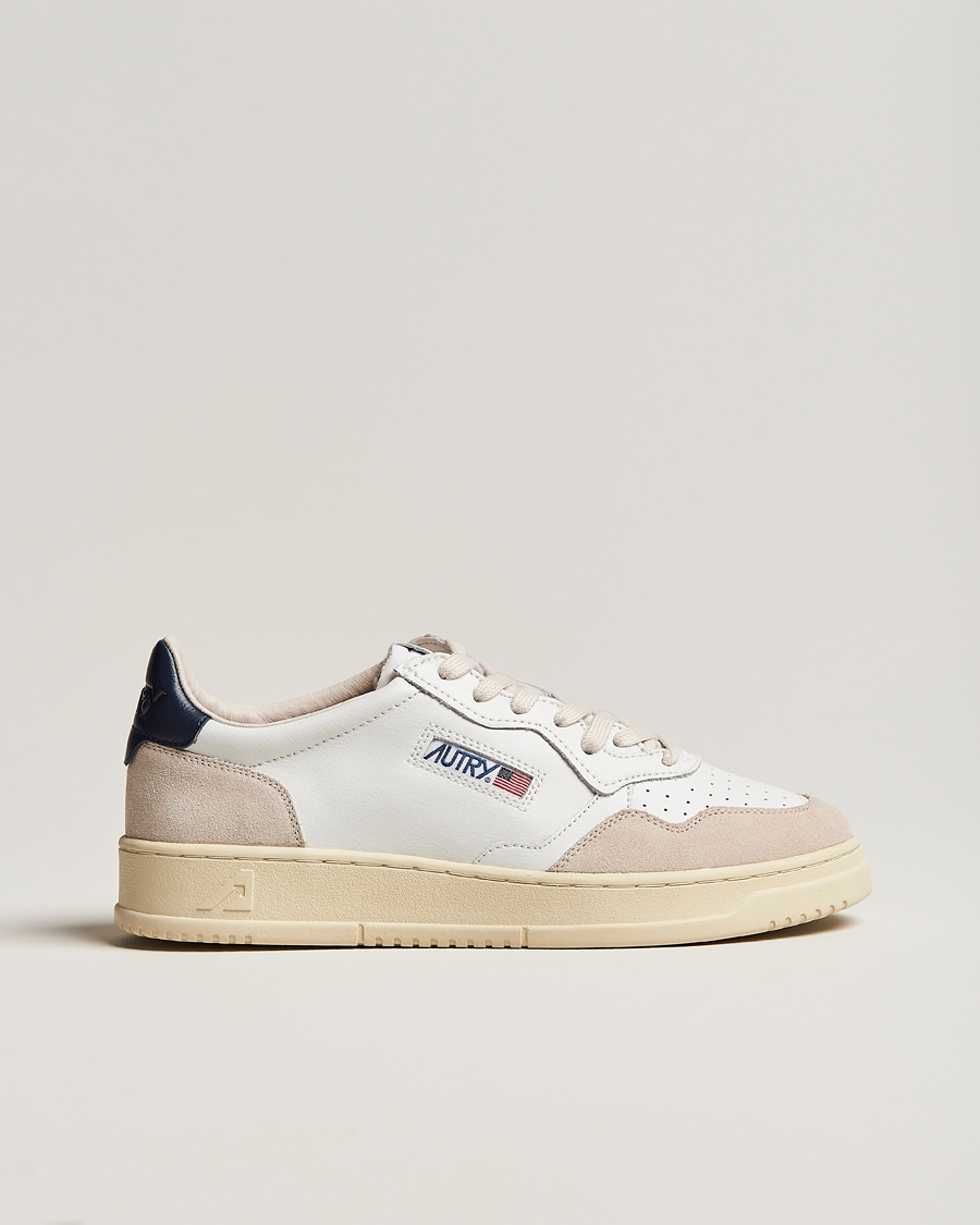 Men | Sneakers | Autry | Medalist Low Super Soft Goat Leather Sneaker White/Blue