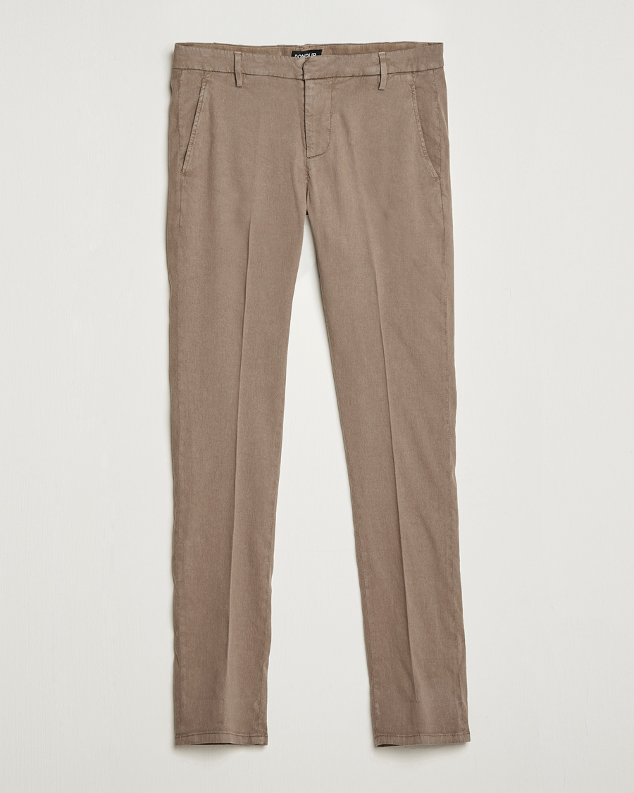 Men | Trousers | Dondup | Gaubert Linen Stretch Chinos Light Brown