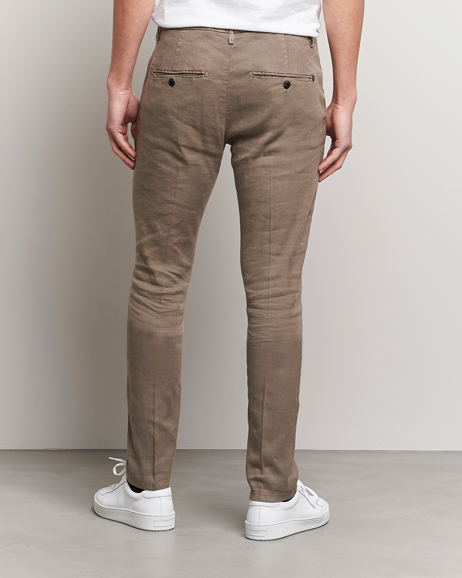 Men | Trousers | Dondup | Gaubert Linen Stretch Chinos Light Brown