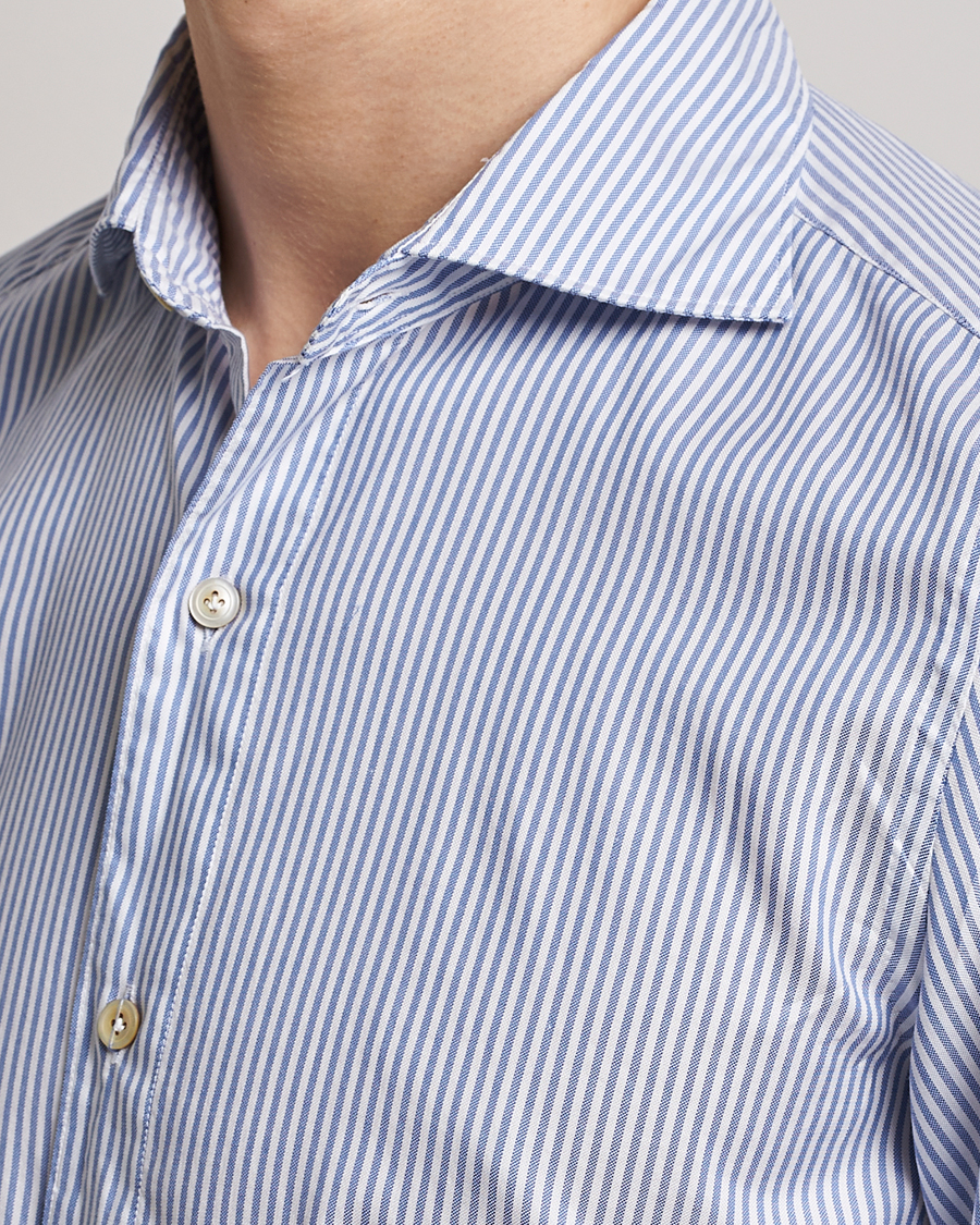 Men | Shirts | Finamore Napoli | Tokyo Slim Chambray Shirt Light Blue Stripe