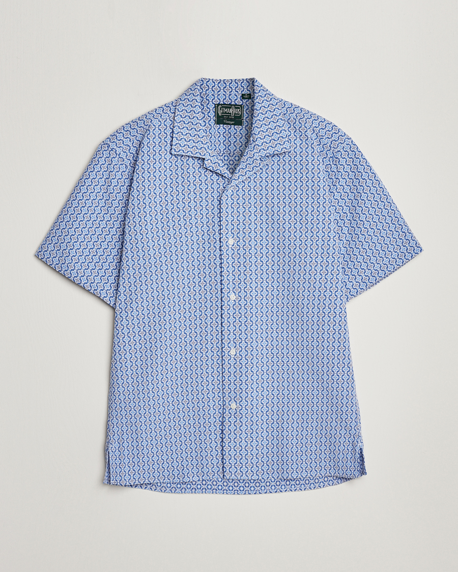 Men | Shirts | Gitman Vintage | Summer Ready Jacquard Camp Shirt Light Blue