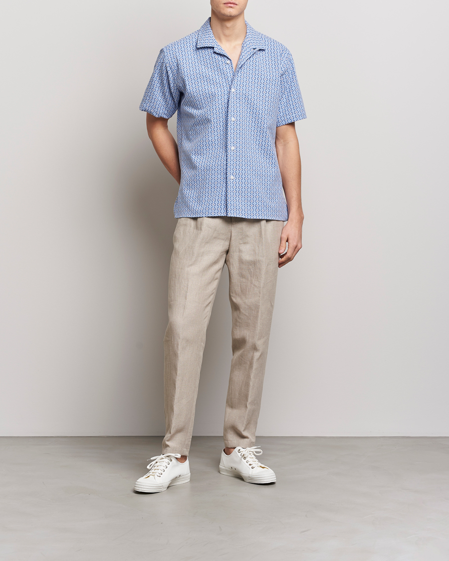 Men | Shirts | Gitman Vintage | Summer Ready Jacquard Camp Shirt Light Blue