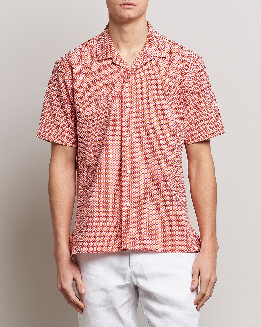 Men | Shirts | Gitman Vintage | Summer Ready Jacquard Camp Shirt Rosa