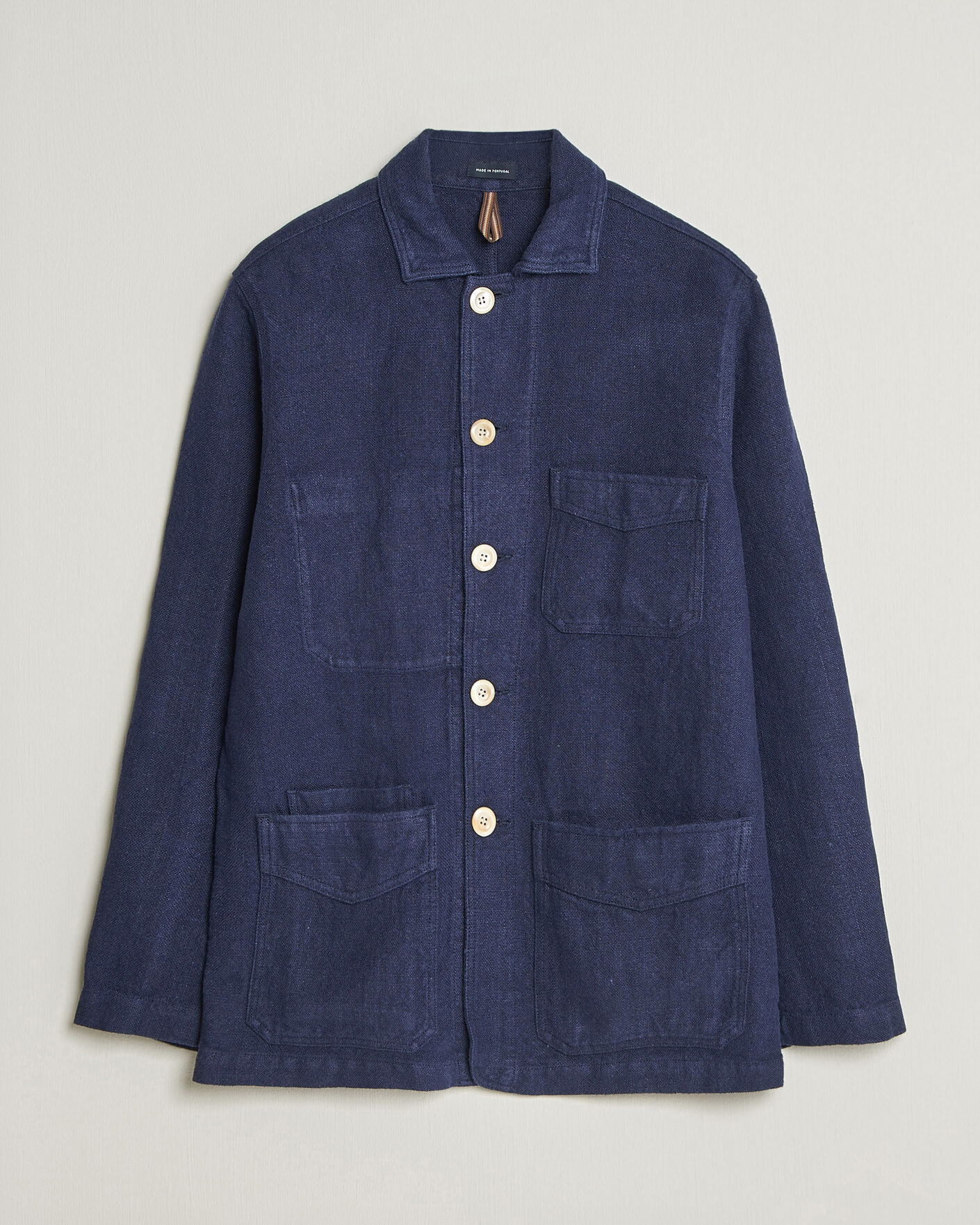 Men | Coats & Jackets | Drake's | Heavy Linen 5-Pocket Chore Jacket Navy