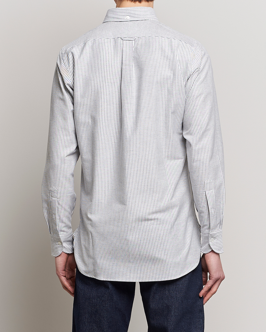 Men | Shirts | Drake's | Striped Button Down Oxford Shirt Black