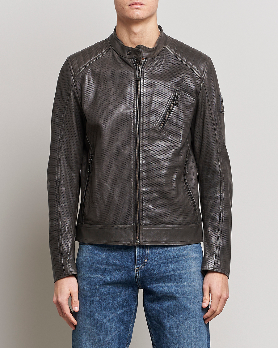 Men | Coats & Jackets | Belstaff | V Racer Air Leather Jacket Dark Grey