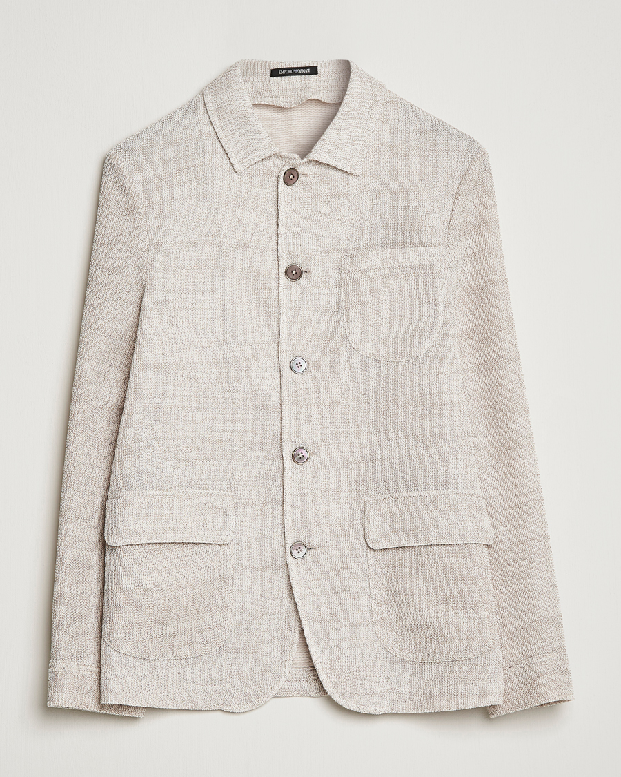 Men | Blazers | Emporio Armani | Cotton Knitted Jacket Sand