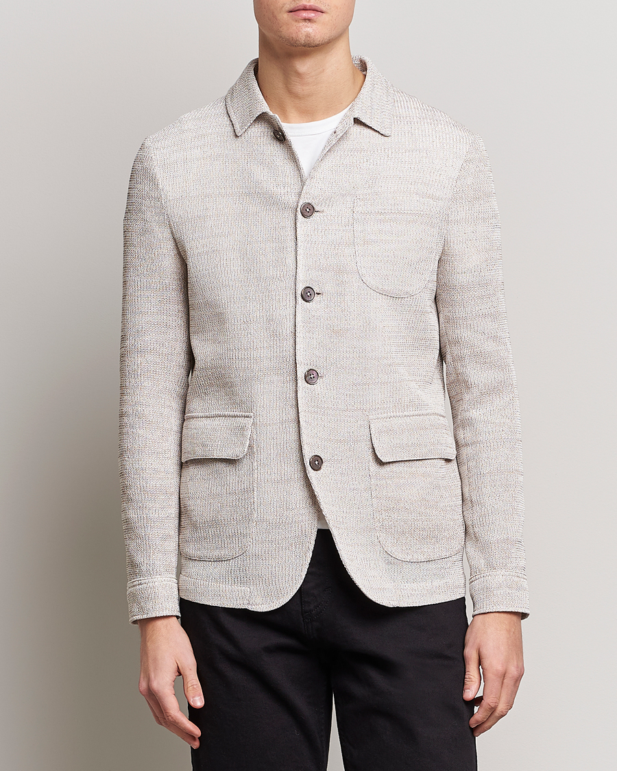 Men | Blazers | Emporio Armani | Cotton Knitted Jacket Sand