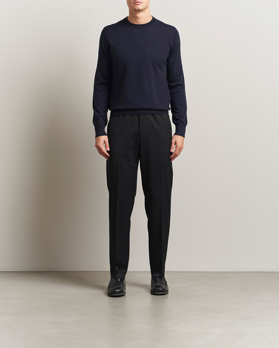 Men | Trousers | Filippa K | Relaxed Terry Wool Trousers Black