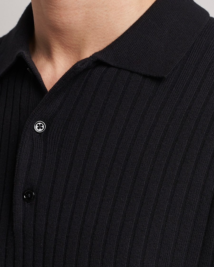 Men | Sweaters & Knitwear | Filippa K | Knitted Polo Shirt Black