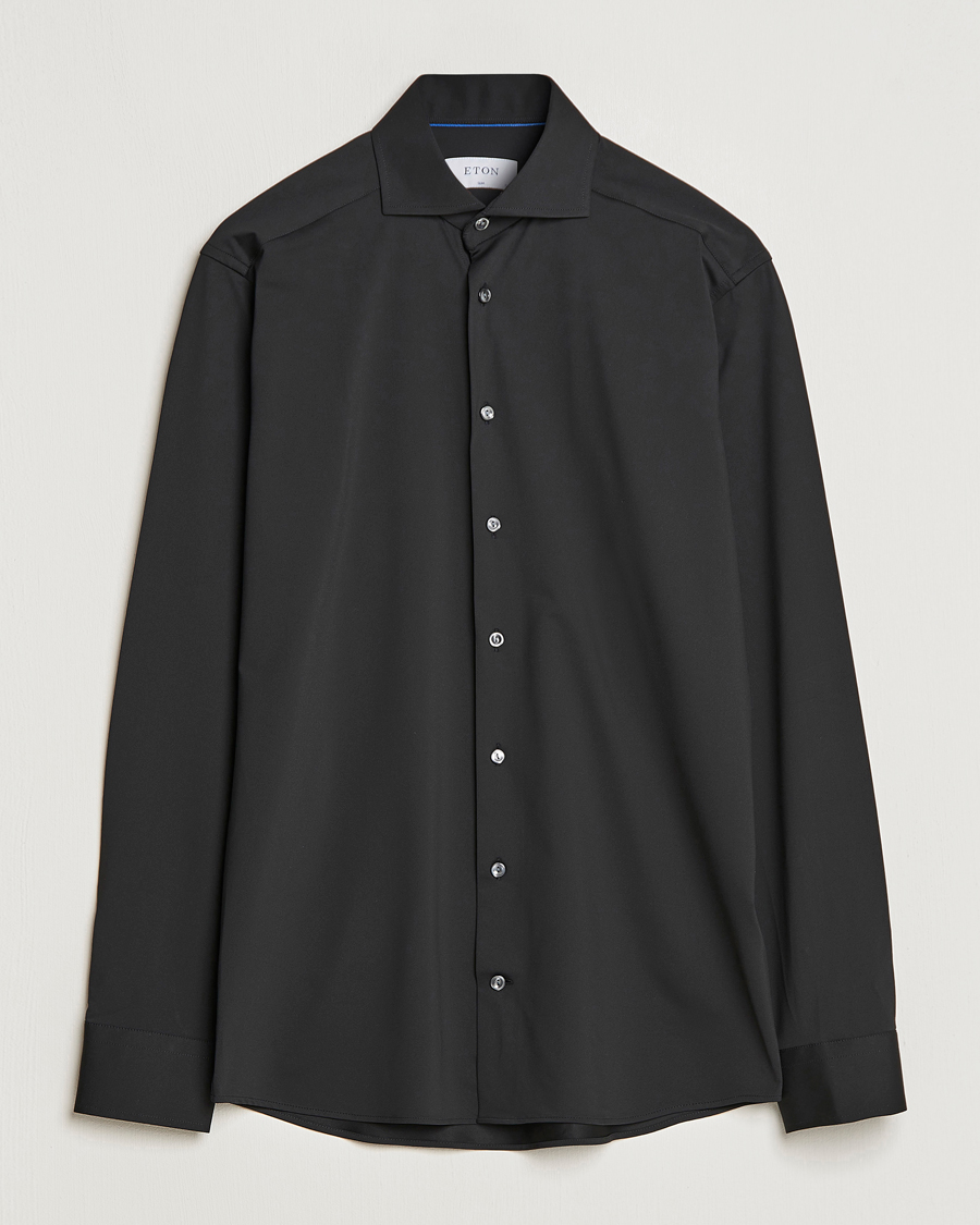 Men | Shirts | Eton | Slim Fit Four Way Stretch Shirt Black