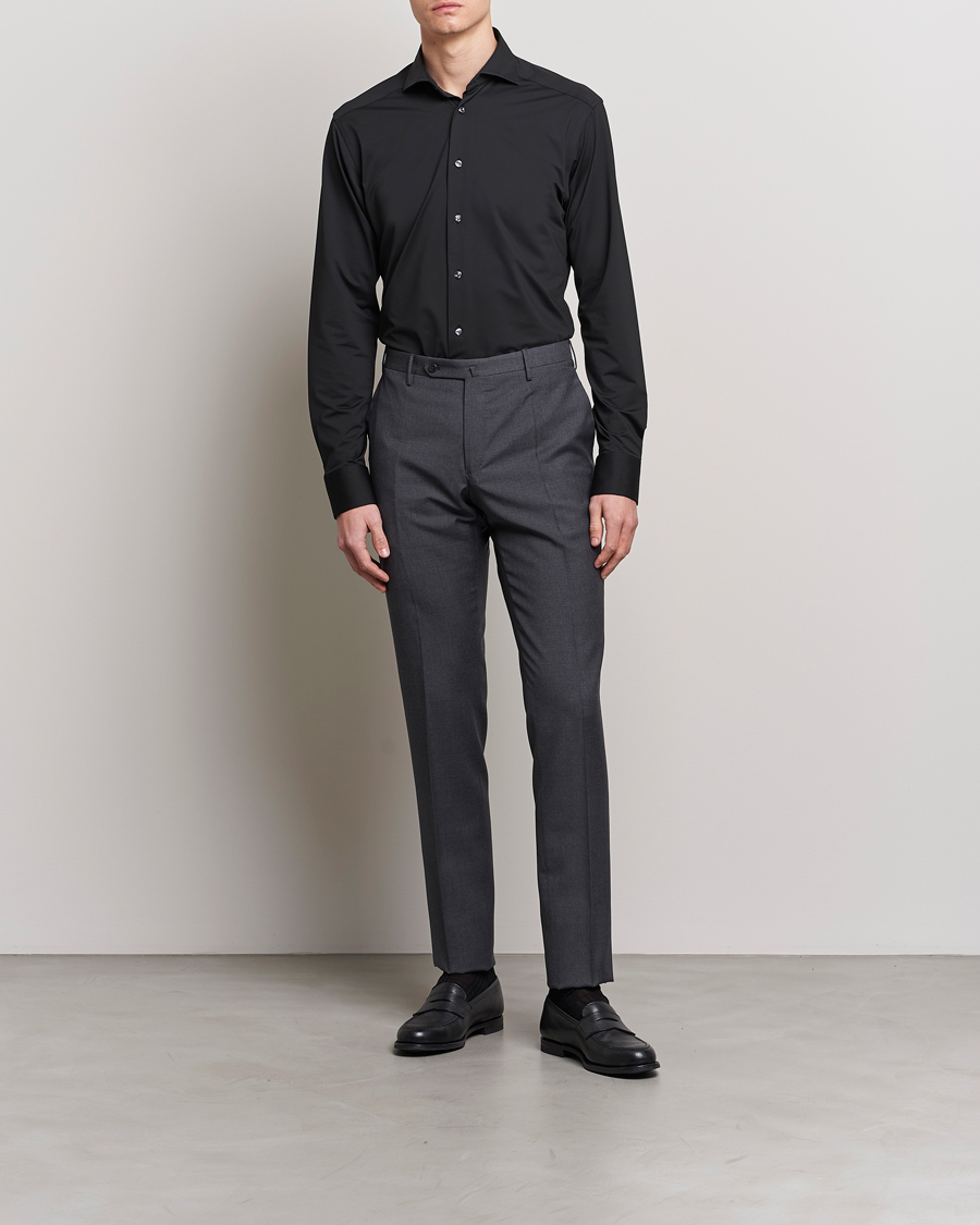Men | Shirts | Eton | Slim Fit Four Way Stretch Shirt Black