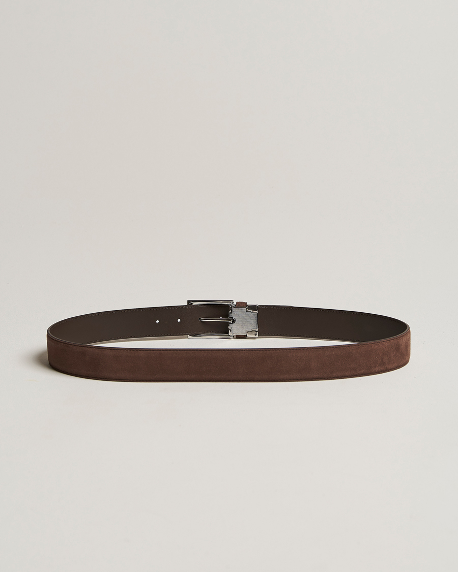 Men | Canali Classic Belt Dark Brown Suede | Canali | Classic Belt Dark Brown Suede