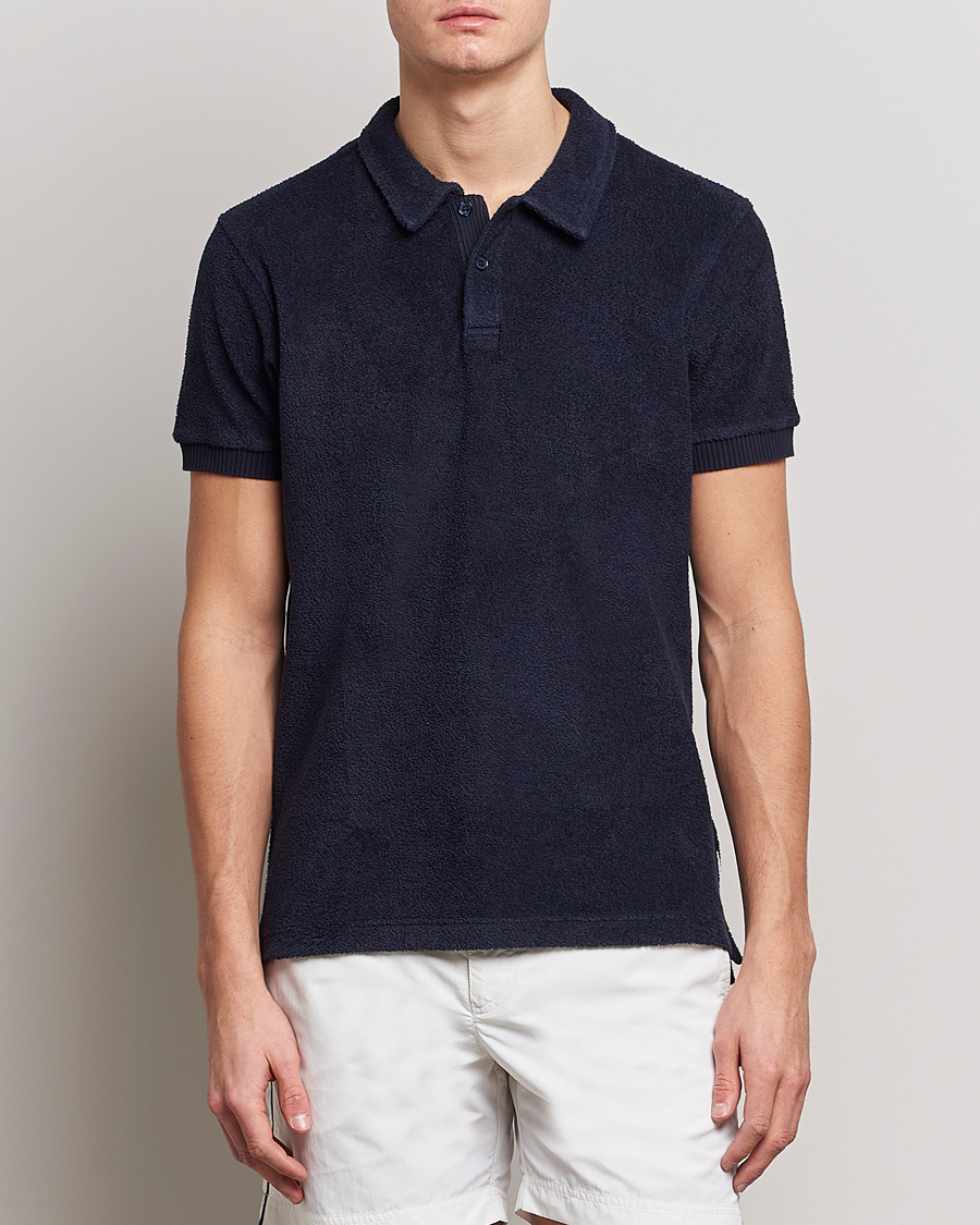 Men | Polo Shirts | Orlebar Brown | Lorenzo Cotton Terry Polo Night Iris