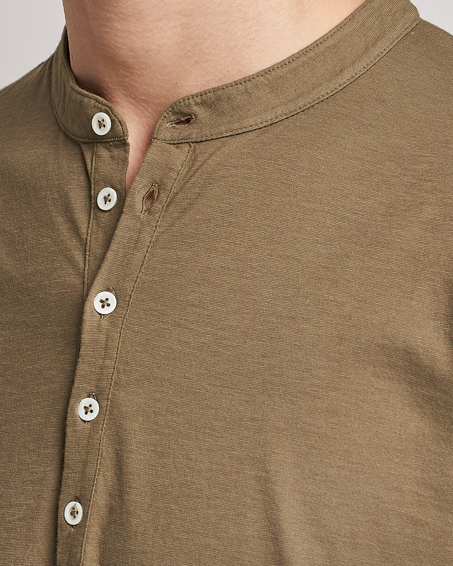 Men | Sweaters & Knitwear | Massimo Alba | Hawai Watercolor Henley Green Desert